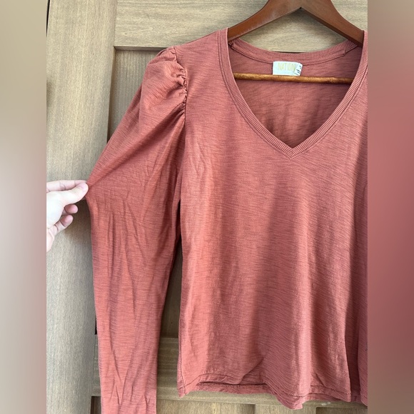 Nation LTD Elizabeth Puff Sleeve Long Sleeve Tee Women’s size Small FLAWS - Picture 2 of 10